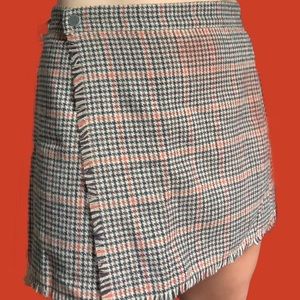 UO houndstooth wool crossover mini skirt